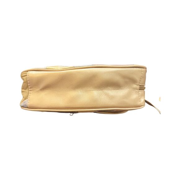 Lambskin Leather Shoulder Bag Patches Gold Bronze Metallic Crossbody Handbag EUC - Picture 5 of 10